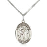 Sterling silver St. Columbanus patron saint medal necklace, 3/4 by 1/2 inch medal on 18 inch chain, handcrafted in USA by Bliss Manufacturing