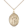 14kt Gold Filled St. Wolfgang patron saint medal necklace with 18 inch chain, 3/4 x 1/2 inch pendant, handcrafted by Bliss Manufacturing USA
