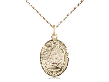 14kt Gold Filled St. Edburga of Winchester patron saint medal necklace 3/4 inch pendant 18 inch chain Bliss