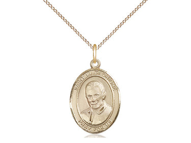 14kt Gold Filled St. Luigi Orione Catholic Patron Saint Medal Necklace 3/4 x 1/2 inch 18 inch chain Bliss USA