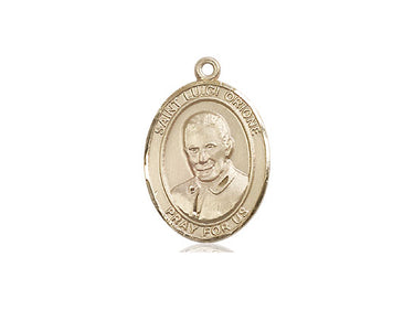 14kt Solid Gold St. Luigi Orione Catholic Patron Saint Medal Pendant 3/4 x 1/2 inch Bliss USA handcrafted