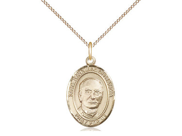 14kt gold filled St. Hannibal di Francia patron saint medal necklace, 3/4x1/2 inch pendant on 18 inch chain, handcrafted by Bliss Manufacturing USA