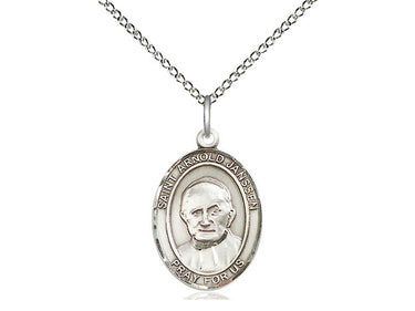 Sterling silver St. Arnold Janssen patron saint medal necklace with 3/4 inch pendant on 18 inch chain by Bliss