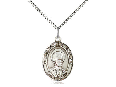 Sterling Silver St. Louis de Montfort Patron Saint Medal Necklace 3/4 inch on 18 inch chain by Bliss Manufacturing