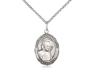 Sterling Silver St. Edmund Campion Medium Patron Saint Medal Necklace 3/4 x 1/2 inch on 18 inch Chain by Bliss