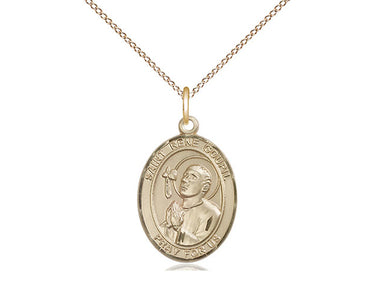 14kt Gold Filled St. Rene Goupil Catholic patron saint medal necklace 3/4 inch pendant 18 inch chain Bliss