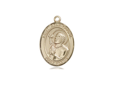 14kt solid gold St. Rene Goupil patron saint medal pendant 3/4 x 1/2 inch handcrafted by Bliss Manufacturing