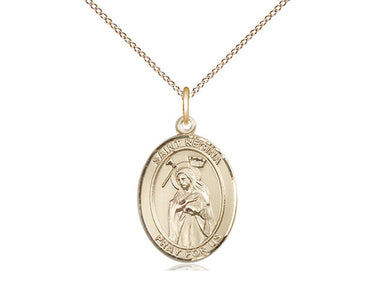 14kt gold filled St. Regina patron saint medal necklace 3/4 x 1/2 inch on 18 inch chain by Bliss