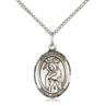 Sterling Silver St. Regina patron saint medal necklace with 18 inch curb chain, 3/4 x 1/2 inch medal, handcrafted by Bliss Manufacturing USA