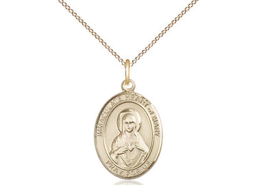 14kt Gold Filled Immaculate Heart of Mary medal necklace 3/4 x 1/2 inch pendant 18 inch chain by Bliss