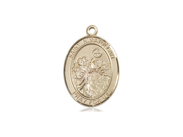 14kt Solid Gold St Nimatullah Patron Saint Medal Pendant 3/4 inch by 1/2 inch handcrafted by Bliss