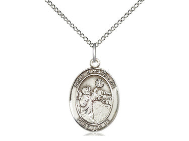Sterling Silver St. Nimatullah patron saint medal necklace with 18 inch chain, 3/4 x 1/2 inch pendant, handcrafted by Bliss