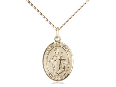14kt gold filled St. Clement medal necklace with 3/4 inch pendant on 18 inch curb chain by Bliss