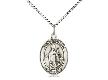 Sterling silver St. Clement medal necklace with 3/4 inch pendant on 18 inch curb chain by Bliss