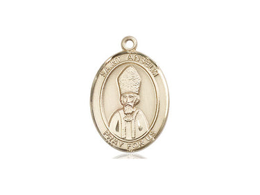14kt solid gold St. Anselm of Canterbury patron saint medal pendant by Bliss Manufacturing