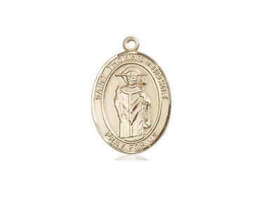 14kt solid gold St. Thomas A Becket patron saint medal pendant 3/4 x 1/2 by Bliss Manufacturing USA