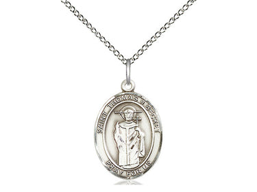Sterling silver St. Thomas A Becket patron saint medal necklace with 18 inch chain by Bliss Manufacturing
