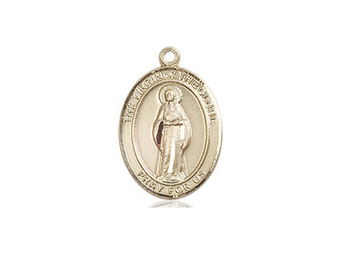 14kt Solid Gold Virgin of the Globe Medal Pendant 3/4 inch by 1/2 inch handcrafted by Bliss Manufacturing