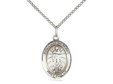 Sterling Silver Our Lady of Tears Medal Necklace 3/4 x 1/2 inch pendant with 18 inch chain by Bliss