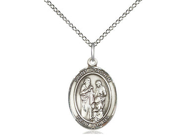 Sterling Silver St. Joachim Patron Saint Medal Necklace with 18 inch chain, 3/4 x 1/2 inch pendant, USA made by Bliss Manufacturing