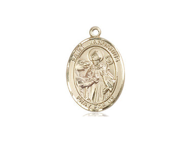 14kt Solid Gold St. Januarius Patron Saint Medal Pendant 3/4 x 1/2 inches Handcrafted by Bliss USA