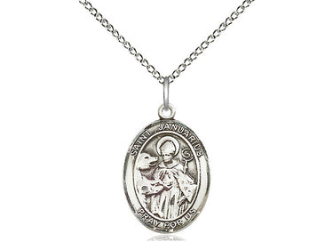 Sterling Silver St. Januarius Patron Saint Medal Necklace 3/4 x 1/2 inches with 18 inch Chain by Bliss