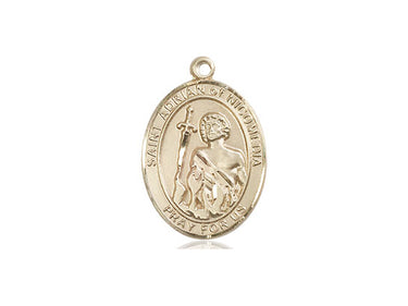 14kt solid gold St. Adrian of Nicomedia patron saint medal pendant 3/4 x 1/2 inch handmade by Bliss