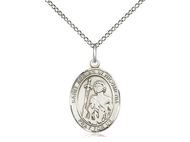 Sterling Silver St. Adrian of Nicomedia Medium Patron Saint Medal Necklace 3/4 x 1/2 inch on 18 inch chain handcrafted by Bliss