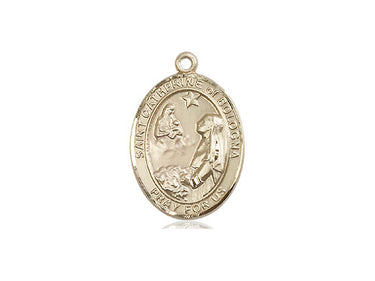 14kt solid gold St. Catherine of Bologna medal pendant, 3/4 x 1/2 inches, handcrafted by Bliss Manufacturing