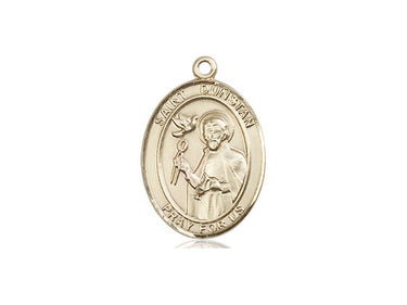 14kt Solid Gold St. Dunstan Patron Saint Medal Pendant 3/4 x 1/2 inch handcrafted by Bliss Manufacturing