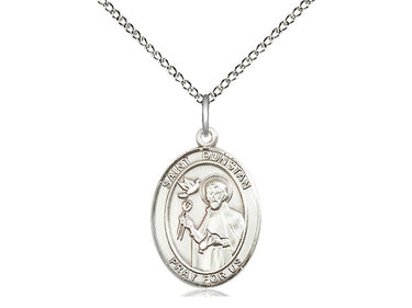 Sterling Silver St. Dunstan Patron Saint Medal Necklace 3/4 inch by 1/2 inch with 18 inch chain by Bliss