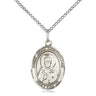 Sterling silver St. John Chrysostom patron saint medal necklace 3/4 inch by 1/2 inch on 18 inch chain by Bliss