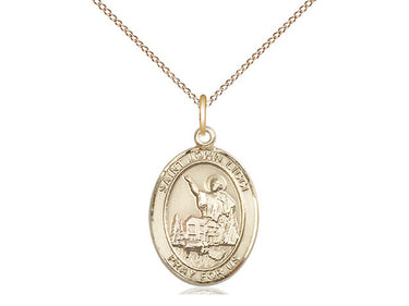 14kt Gold Filled St. John Licci patron saint medal necklace with 18 inch chain by Bliss Manufacturing