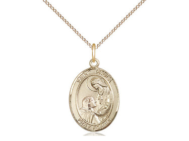 14kt gold filled St. Paula patron saint medal necklace, 3/4 x 1/2 inch with 18 inch chain, handcrafted by Bliss Manufacturing USA