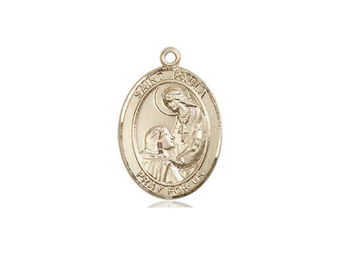 14kt Solid Gold St. Paula Patron Saint Medal Pendant 3/4 x 1/2 inch handcrafted by Bliss