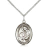 Sterling silver St. Paula patron saint medal necklace, 3/4 x 1/2 inch with 18 inch chain, handcrafted by Bliss Manufacturing USA
