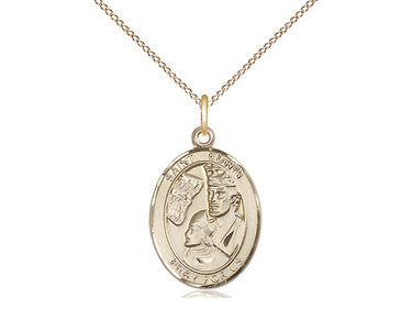 14kt Gold Filled St. Edwin Medium Patron Saint Medal Necklace 3/4 x 1/2 inch on 18 inch Chain by Bliss