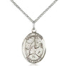 Sterling Silver St. Edwin Patron Saint Medal Necklace 3/4 inch by 1/2 inch with 18 inch chain handcrafted by Bliss Manufacturing
