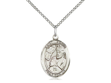 Sterling Silver St. Edwin Patron Saint Medal Necklace 3/4 inch by 1/2 inch with 18 inch chain handcrafted by Bliss Manufacturing