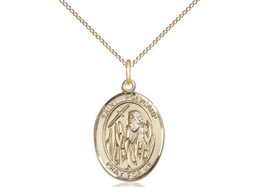 14kt gold filled St. Polycarp of Smyrna patron saint medal necklace, 3/4 x 1/2 inch with 18 inch chain, handcrafted by Bliss Manufacturing USA