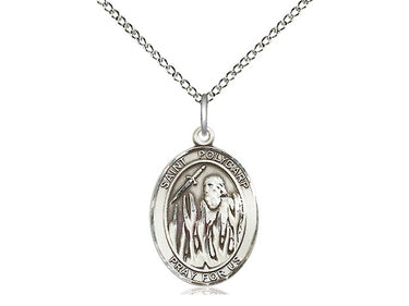 Sterling Silver St. Polycarp of Smyrna Patron Saint Medal Necklace 3/4 inch by 1/2 inch with 18 inch chain handmade by Bliss