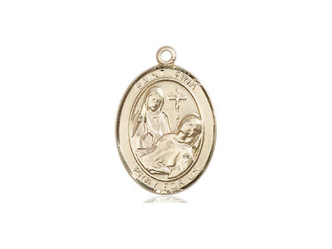 14kt Solid Gold St. Fina Patron Saint Medal Pendant 3/4 x 1/2 inch by Bliss Manufacturing