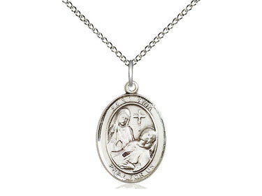 Sterling Silver St. Fina Patron Saint Medal Necklace 3/4 x 1/2 inch with 18 inch Chain by Bliss
