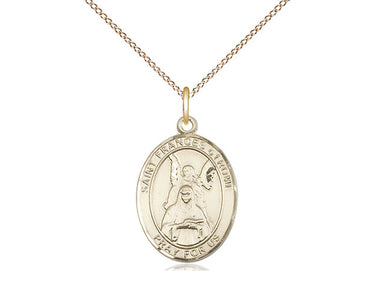 14kt gold filled St. Frances of Rome patron saint medal necklace with 18 inch chain, 3/4 x 1/2 inch, handcrafted by Bliss USA