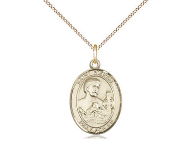 14kt Gold Filled St. Kieran patron saint medal necklace 3/4 x 1/2 inch with 18 inch chain by Bliss