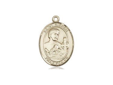 14kt Solid Gold St. Kieran Patron Saint Medal Pendant 3/4 x 1/2 inch by Bliss Manufacturing