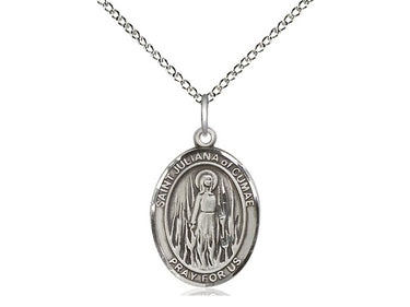 Sterling Silver St. Juliana Patron Saint Medal Necklace 3/4 inch pendant on 18 inch chain by Bliss