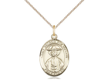 14kt Gold Filled St. Andrew Kim Taegon Catholic patron saint medal necklace 3/4 x 1/2 inch on 18 inch chain by Bliss
