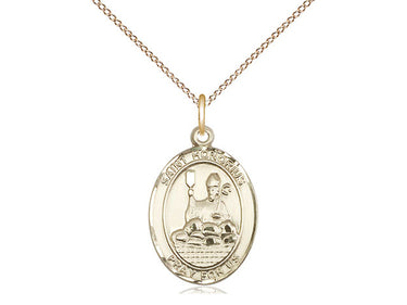 14kt Gold Filled St. Honorius of Amiens Catholic Patron Saint Medal Necklace 3/4 x 1/2 inch with 18 inch chain by Bliss Manufacturing