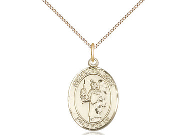 Gold Filled St. Uriel Archangel Medal Necklace 3/4 x 1/2 inch on 18 inch Chain by Bliss Manufacturing